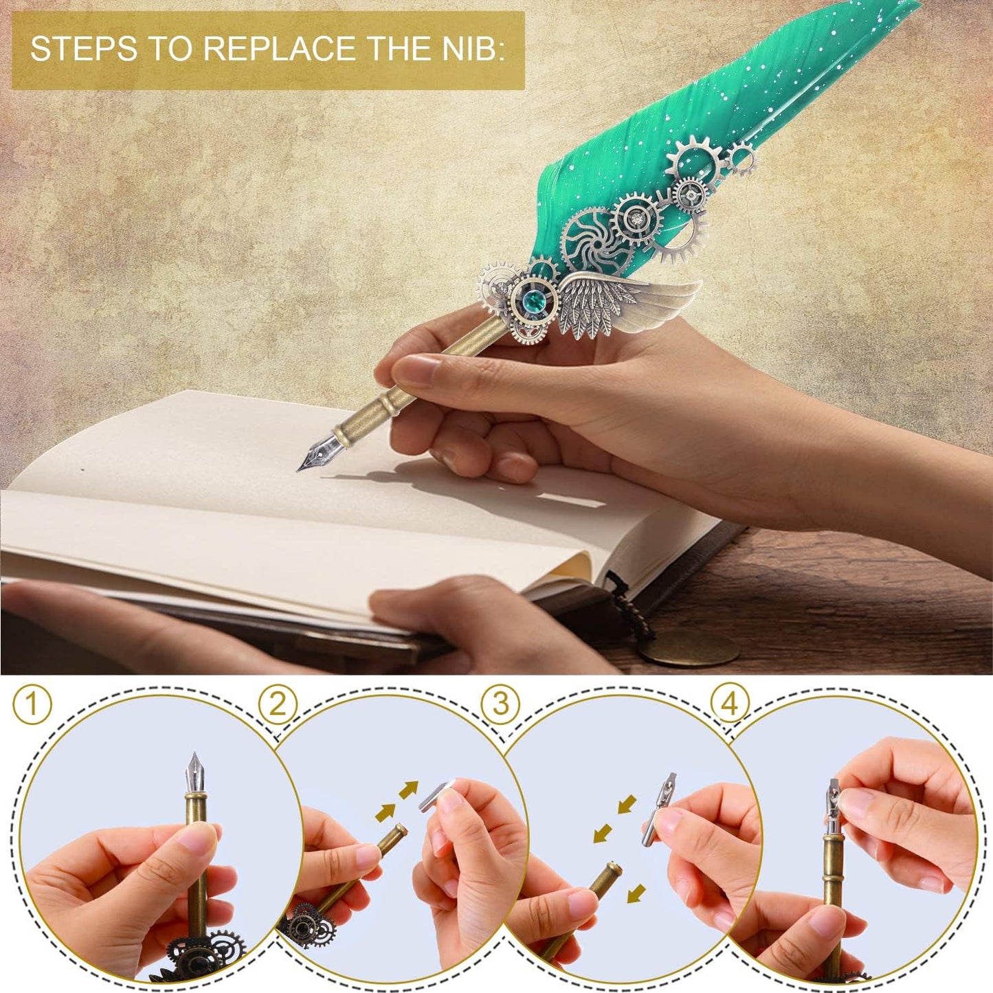 Quill Feather Pen and Ink Set